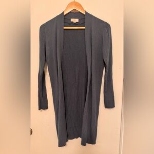 Loft Long Blue Ribbed Cardigan